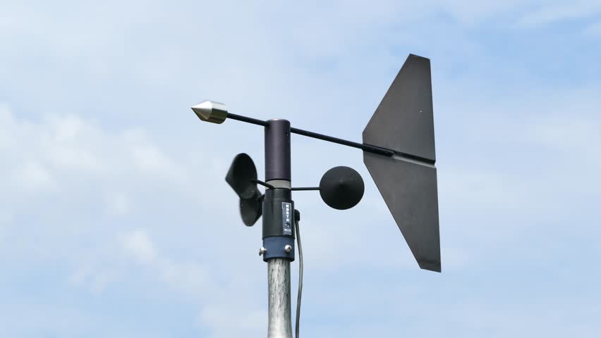 A Small Anemometer Place On A Pole An Instrument Used To Measure Wind ...