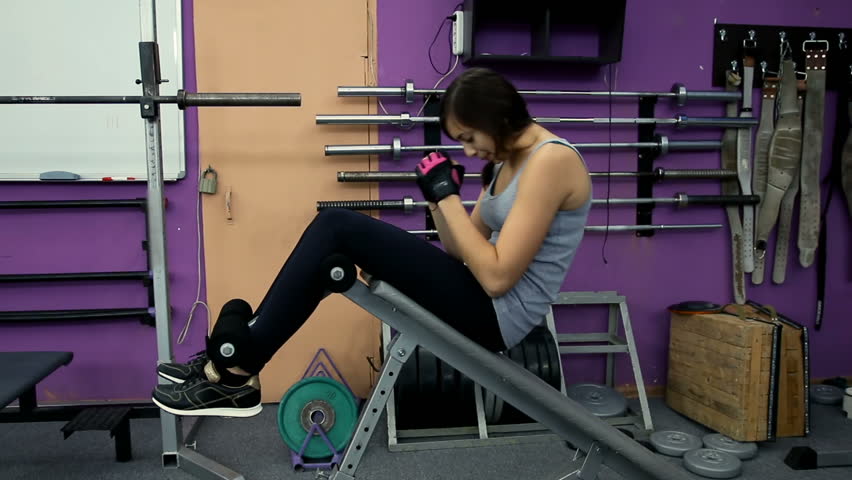 Woman Practicing Sit Ups On Exercise Stock Footage Video 100