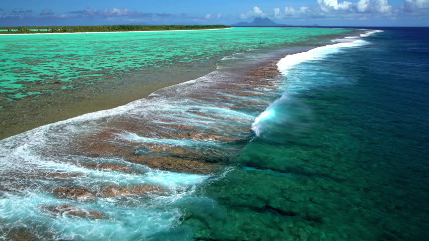 Aerial Tupai Bora Bora Society Islands French Polynesia Atoll Pacific 