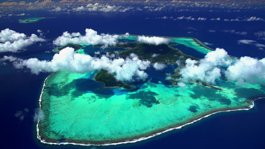 Stock Video Clip of Aerial Tupai Bora Bora Society Islands Atoll ...