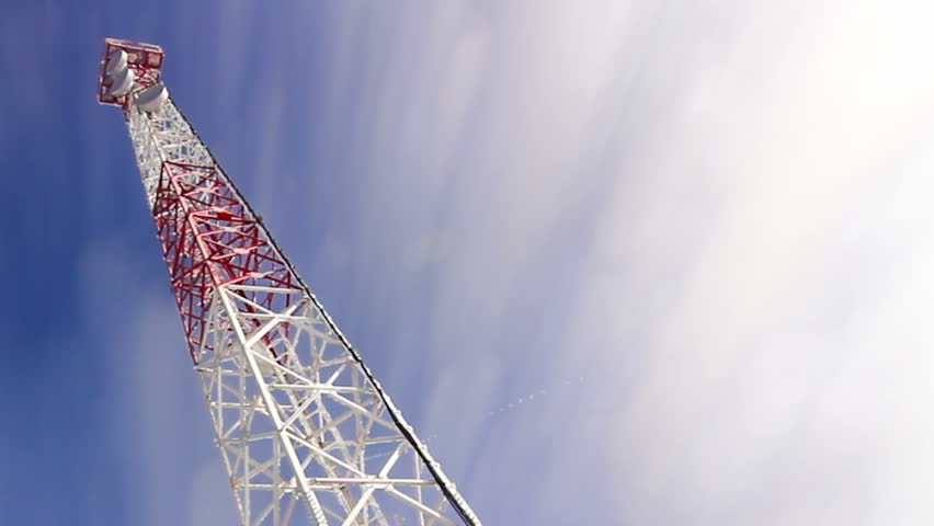 Telecommunication Tower At Night. Antennas Of Mobile Phone ...