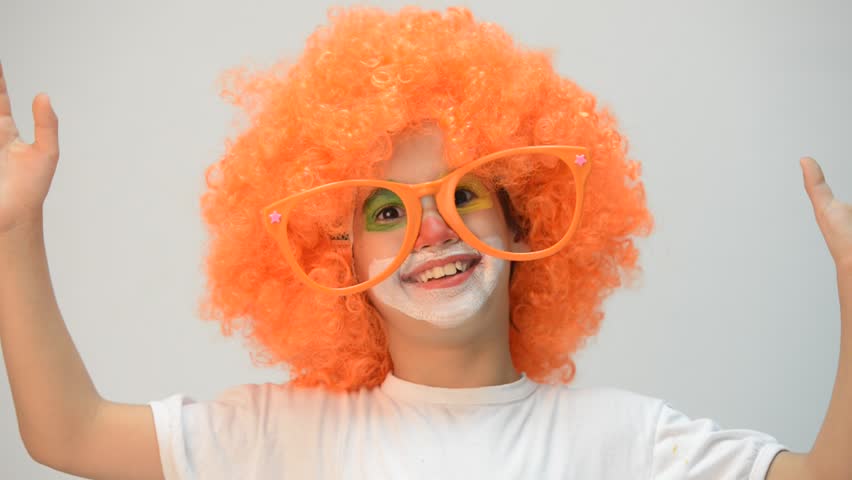 Kid Clown With Orange Hair Stock Footage Video 100 Royalty Free