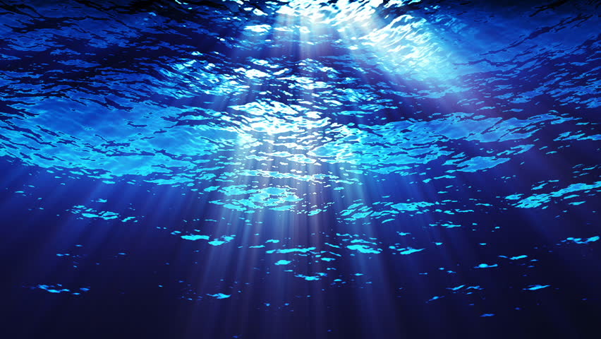 Underwater Ocean Waves Ripple And Flow With Light Rays (Loop). Stock ...