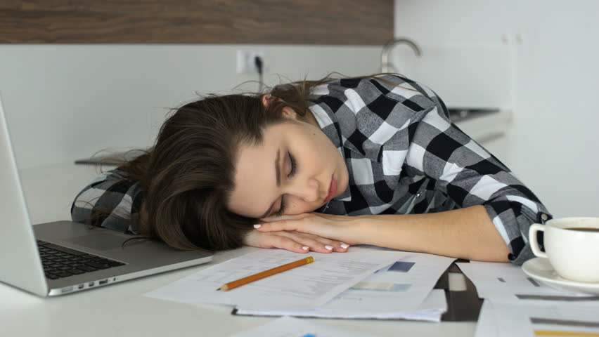 Young Tired Woman Fell Asleep Stock Footage Video 100 Royalty