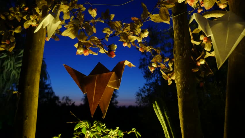 Beautiful Origami Bird Decoration Hanging Stock Footage Video