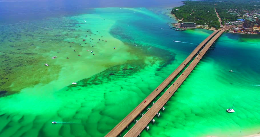 Destin. Redneck Beach. Florida. Panama City. Bridge Aerial View. Eglin ...