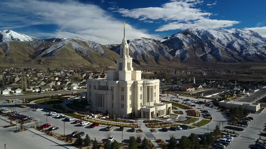 PAYSON, UTAH - FEB 2017: Aerial Payson Utah Temple LDS Mormon Church ...