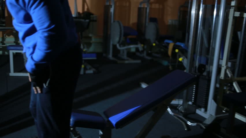 Bench Dumbbell Up While Lying Stock Footage Video 100