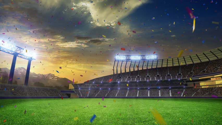 Stadium Moving Lights, Animated Flash With People Fans. 3d Render ...