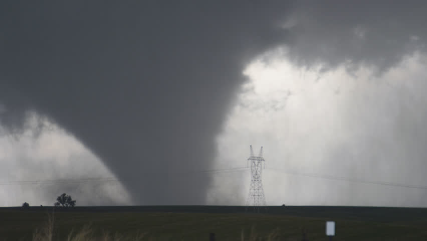 A Massive Wedge-shaped Tornado Looms Above Nebraska Farmland Stock ...