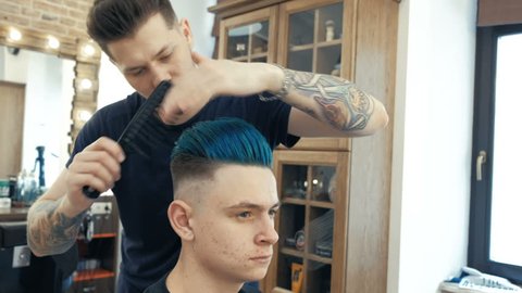 Barbers Hair Styling Of Mens Stock Footage Video 100 Royalty