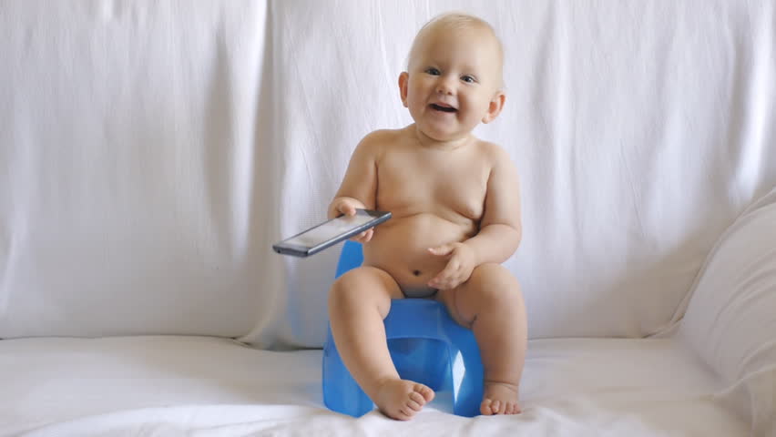 Baby Sits On Potty Using Stockvideos Filmmaterial 100