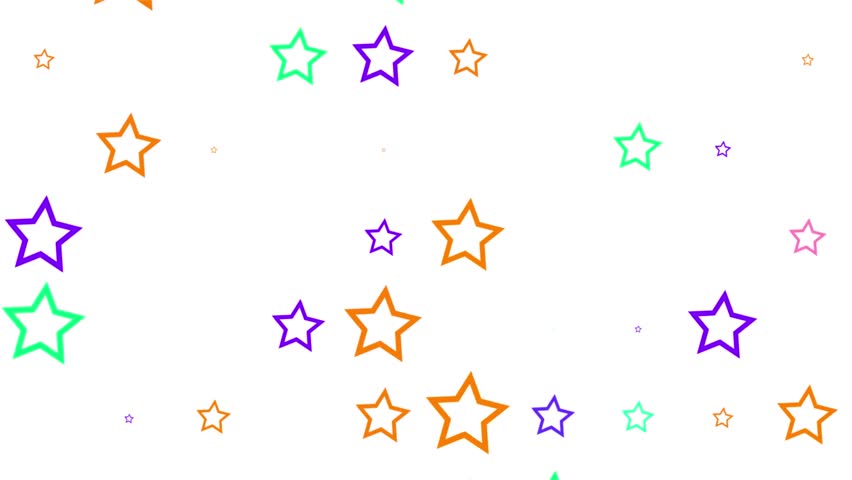 Dynamic Graphic Animation Of Random  Colored Stars  On A 