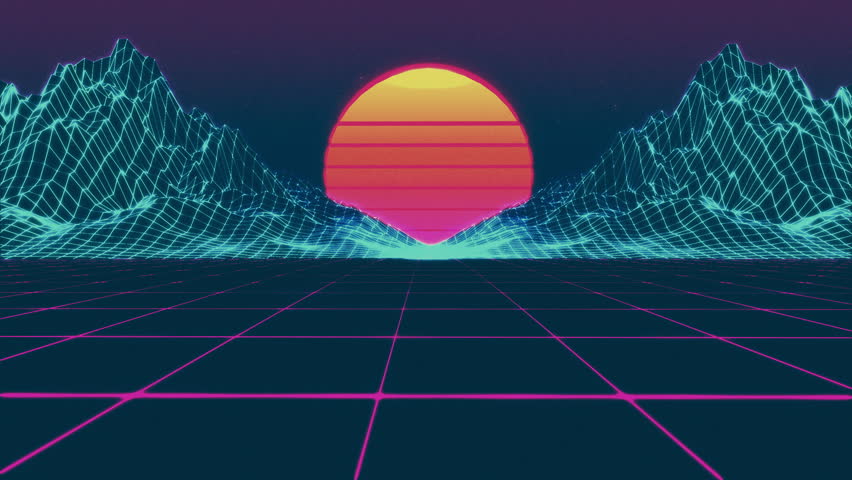 Animation Grid, 80s Retro Sci-fi Background. Cyberpunk. Retrofuturism ...