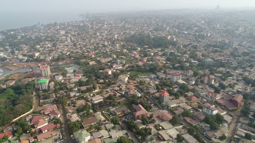 Aerial Of The City Conakry In Guinea, West Africa, Drone View Over ...