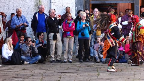 Bumthang, Bhutan - March, 2016: Tamshing Phala Chhoupa festival, Tamshing Monastery, nr Jakar