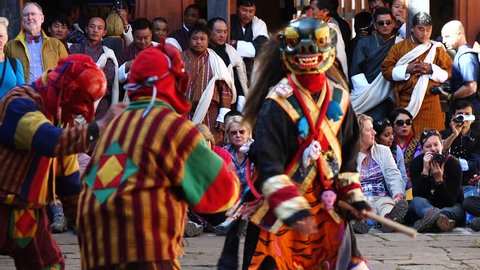 Bumthang, Bhutan - March, 2016: Tamshing Phala Chhoupa festival, Tamshing Monastery, nr Jakar