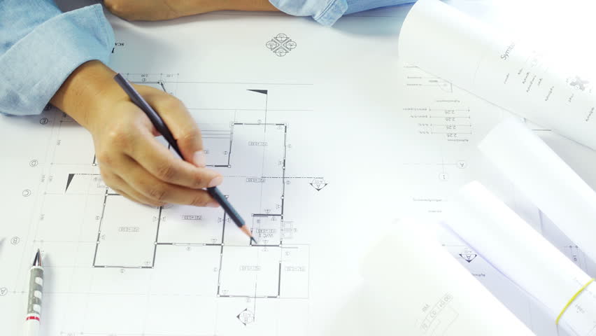 Engineer Checks The Construction Drawings Stock Footage Video 1980241 ...