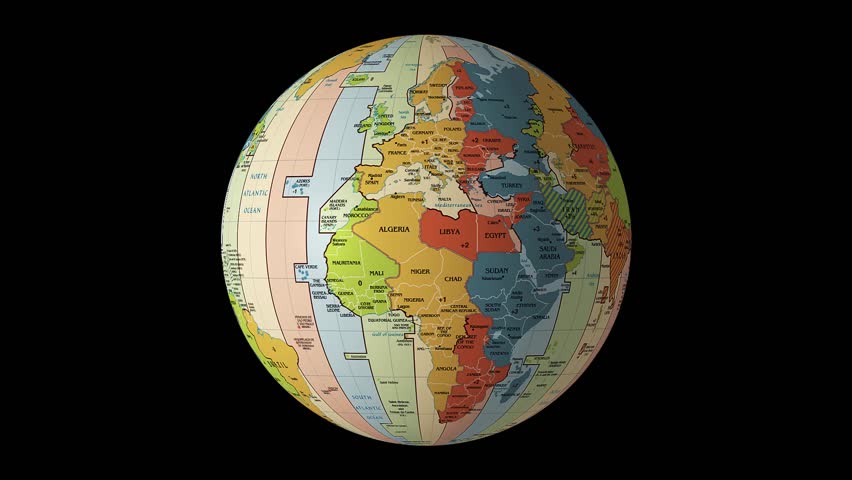Earth Globe Time Zones Map Stock Footage Video 100 Royalty free 
