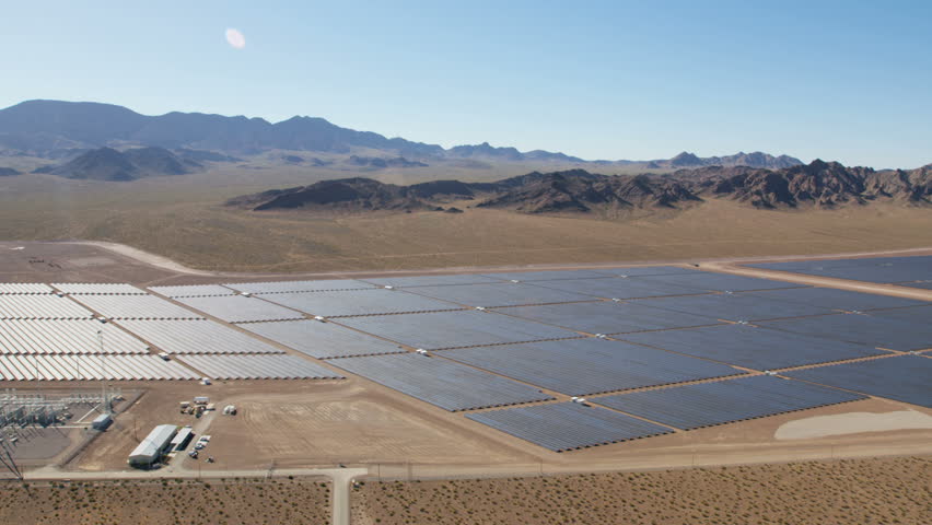 Aerial View Solar Panels Harvesting Clean Energy From The ...