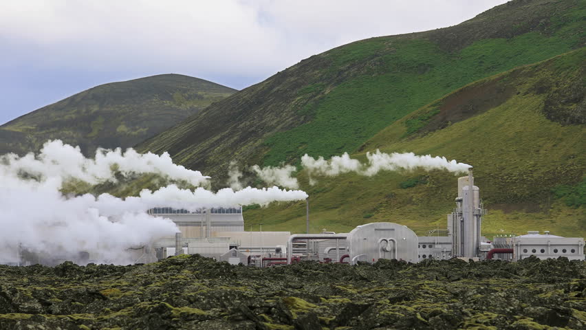 Aerial Icelandic Landscape Geothermal Industrial Plant Buildings ...