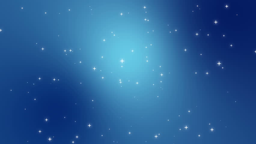 Starry Night Sky Animation With Light Particles Flickering On Teal Blue ...