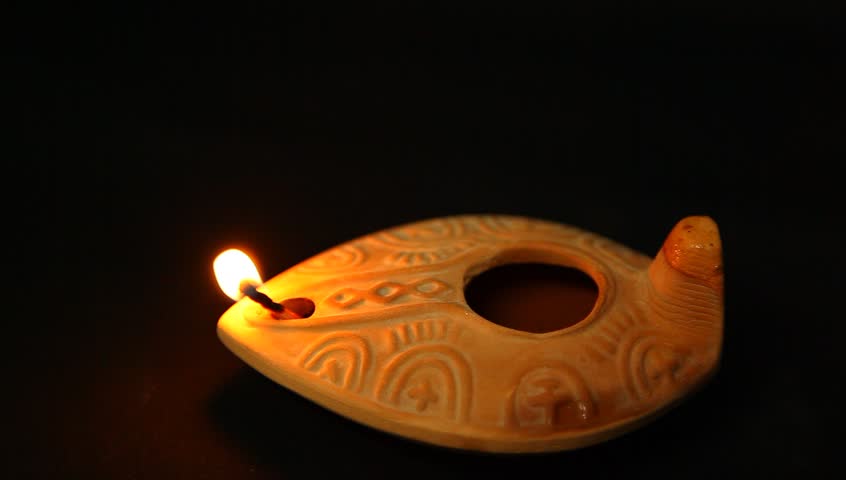 Olive Oil Clay Ancient Lantern Stock Footage 100 Royalty Olive Oil Clay Ancient Lantern Lamp Flame In The Wind