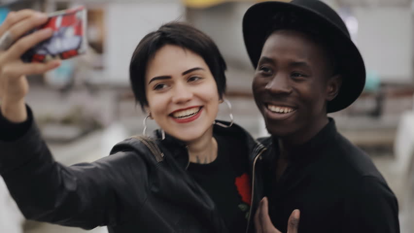 Hd00 21slowmotion Of White Woman And Black Man Couple Makes