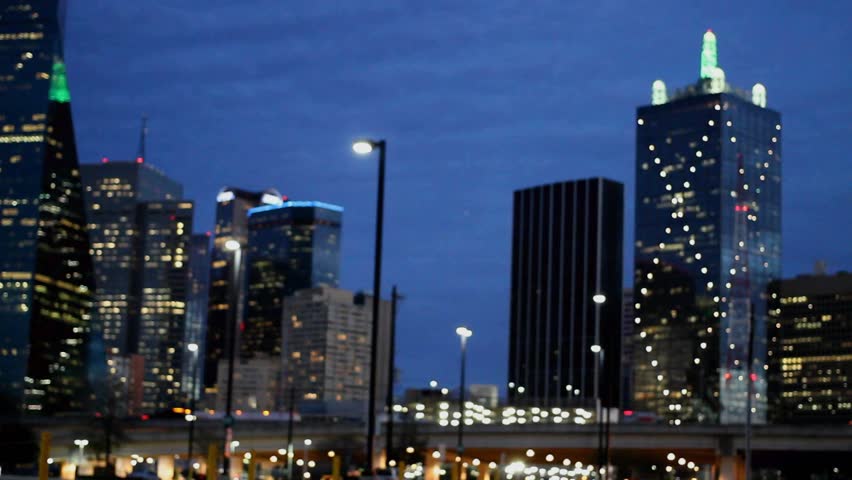 Stock Video Clip of City lights of Downtown Dallas slightly out ...