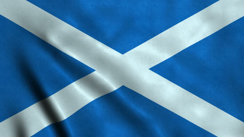 Flag Of Scotland Gently Waving In The Wind. Loop Ready File With Highly ...