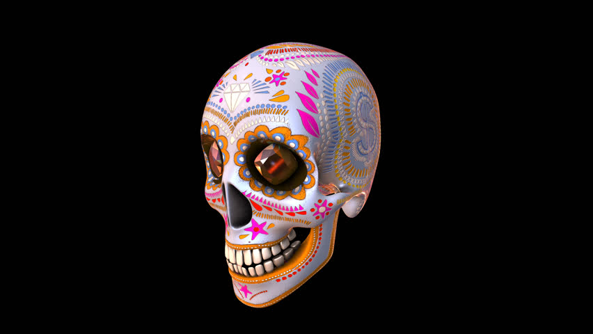 tattoo 4k design Skull Elements Mexican Footage Video Sugar Stock Animation