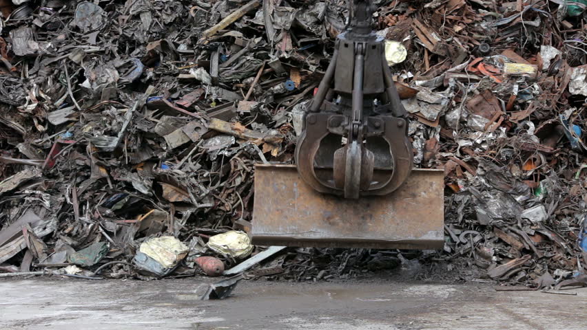 Crane Grabber Working with Recycling Stock Footage Video (100% Royalty ...