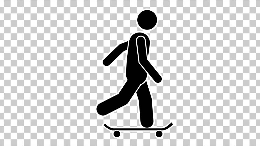 Stick Figure Skateboard. Stickman Animation With Alpha Channel Stock ...