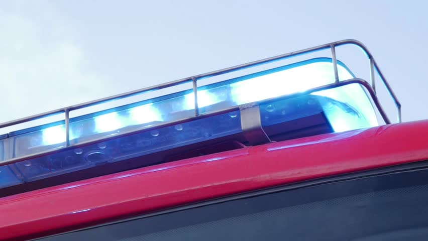 Fire Truck Emergency Vehicle Blue Lights Flashing Fireman Working Fire Truck Emergency Vehicle Blue Lights Flashing Fireman Working Hd Stock Footage Clip