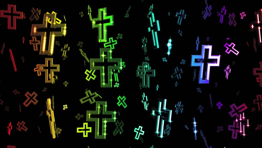 Stock video of looping rainbow cross symbols falling | 3787394 ...