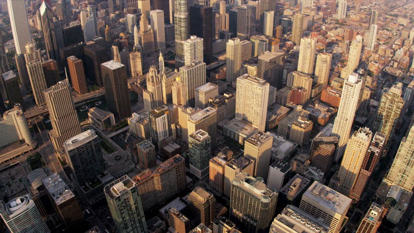 Aerial Cityscape Overhead View Of Chicago Skyscrapers Trump Tower