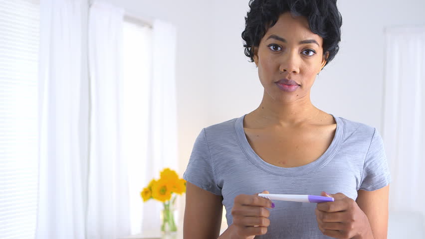 Happy Black Woman With Pregnancy Test Stock Footage Video 4377215 ...