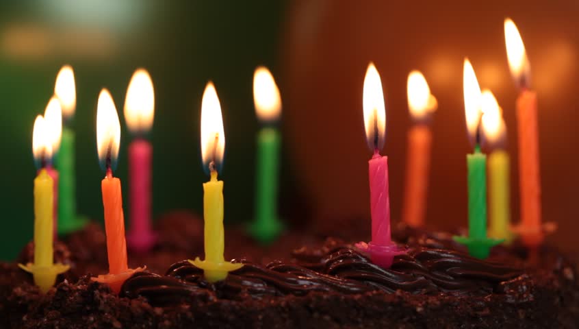 Birthday Candles Being Blown Out On A Delicious Cake Close Up In Slow ...