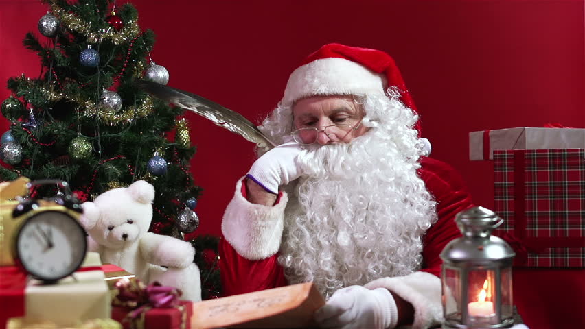 Stock video of santa cheering up looking at falling | 5136884 ...