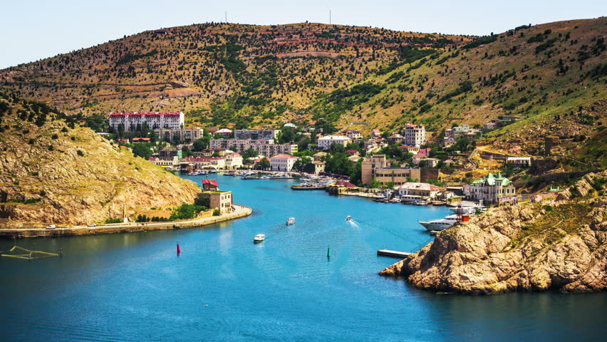 Балаклава фото города и пляжа 4k. Marine Traffic At Balaklava Stock Footage Video (100% Royalty-free 58D