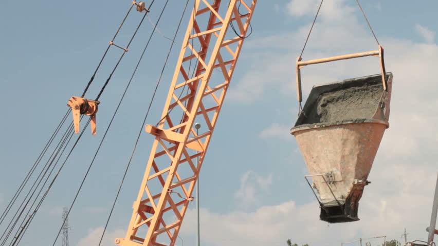 Siluate Of Tower Crane Carry Concrete Bucket, 1.5 Cubic Metre ...