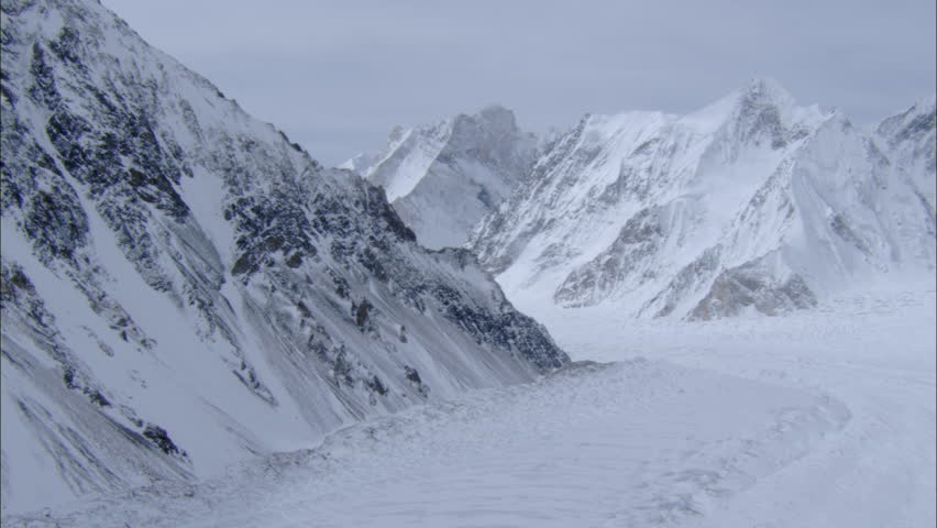 Ice Snow Polar Rocky Mountains. The Shot Follows The Ridge Line Of A ...