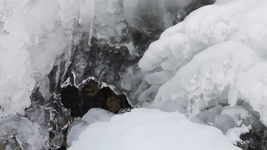 Water Flows Beneath Snowy Ice Stock Footage Video (100% Royalty-free ...