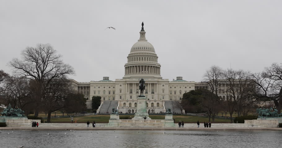 Capitol Congress, Landmark Panorama In Washington DC In Cloudy Day ...