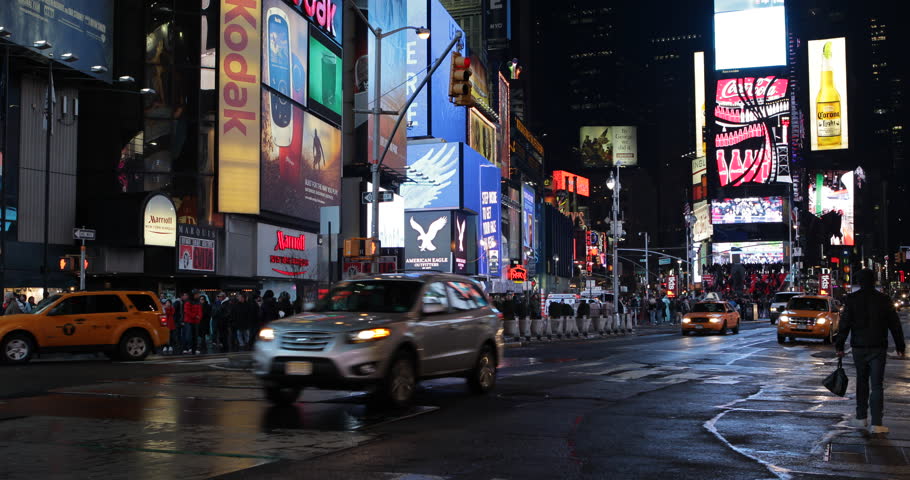 NEW YORK - APRIL 17, 2014: Uber Car Driving Through Beautiful Times ...