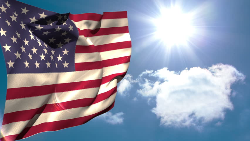 Animation Of The American Flag In The Background With A Blue Sky Stock Footage Video 5088986 