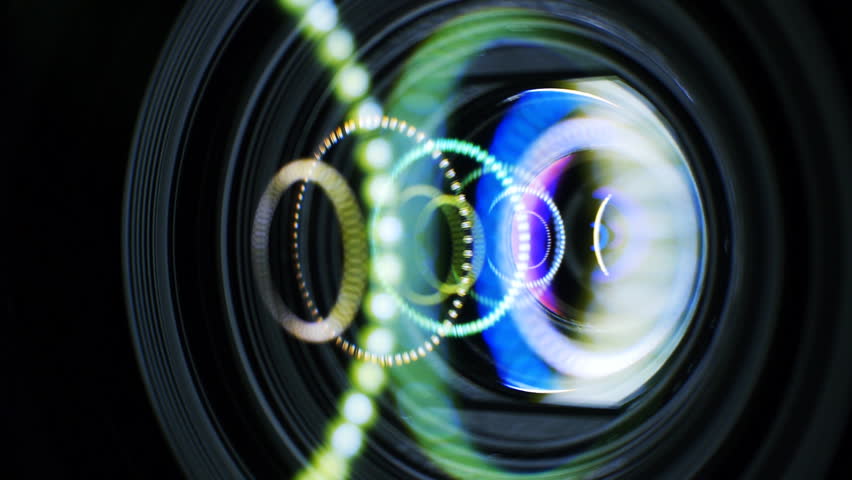 Camera Lens Flare Closeup With Laminated Reflection Stock Footage Video ...