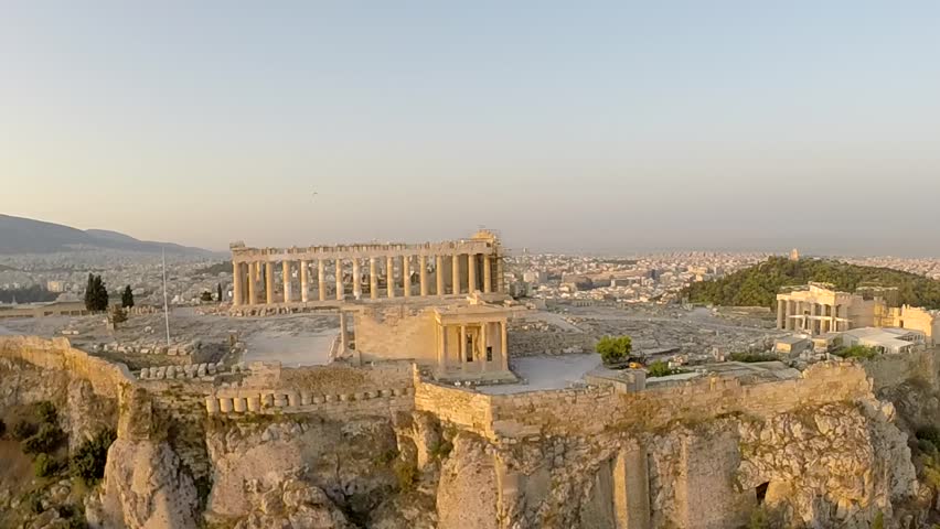 Acropolis Parthenon In Athens Greece Aerial View Zoomed In Stock ...