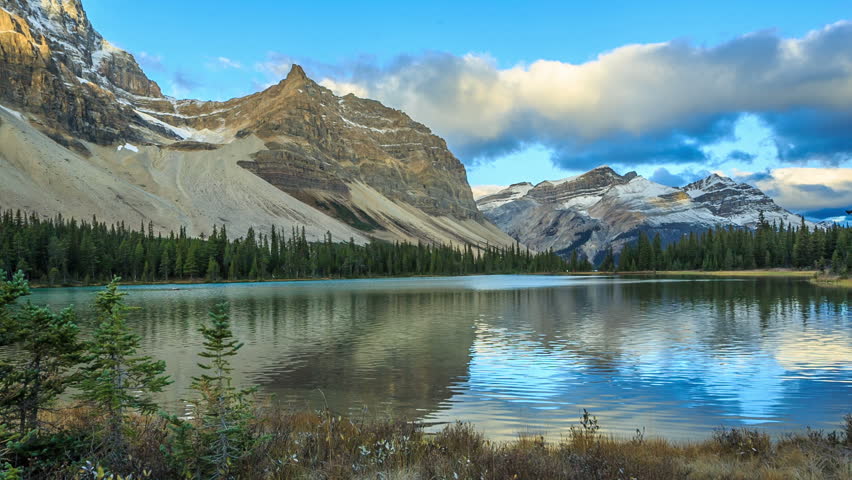 Stock video of sunrise at bow lake, icefields parkway, | 7903414 ...