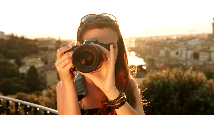 Beautiful Woman Taking  Picture On Stock Footage Video 100 